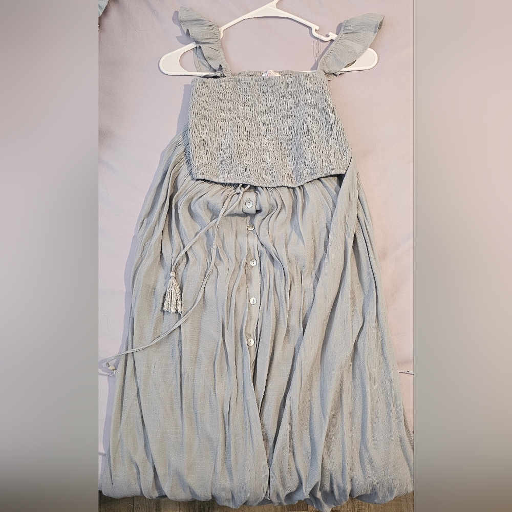 Elegant Light Dusty Blue Women's Skirt & Crop Top Set